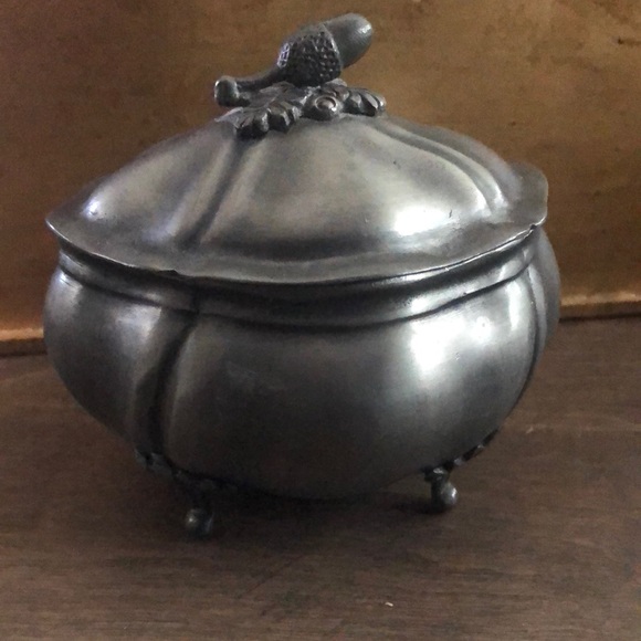 Vintage pewter Italy Decorative Box with lid sugar bowl
